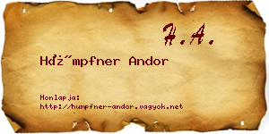 Hümpfner Andor névjegykártya