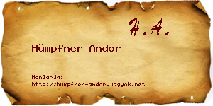 Hümpfner Andor névjegykártya